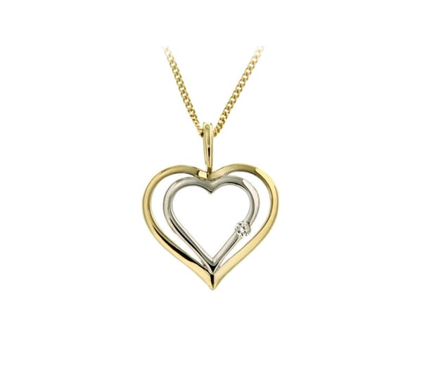 Gullhjerte i 14kt gull med 0,02ct W-P - Bur310314